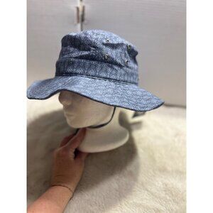 Pistil Womens Rachelle Denim Sun Hat One Size Diamond Print Blue